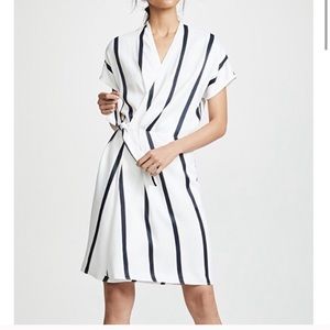 Equipment Femme Leonce V-neck Striped Wrap Dress